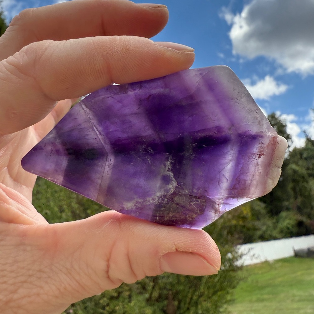 Purple Chevron Amethyst Crystal Slab, Wandering Bunny LLC